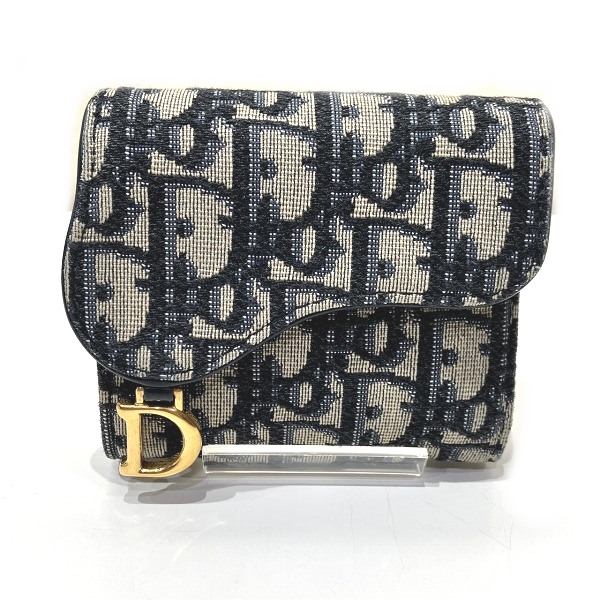 ディオール トロッター サドル ロータス ウォレット 41-MA-0261 3つ折り財布 レディース【中古】