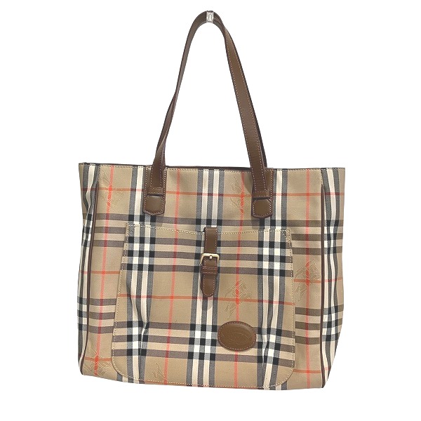 バーバリー Burberry ノバチェック キャンバス×レザー バッグ トートバッグ レディース【中古】