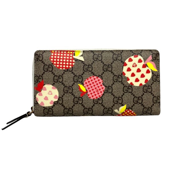 グッチ GUCCI GGスプリーム レ・ポムアラウンドウォレット 663924 アップル プリント 長財布 レディース【中古】