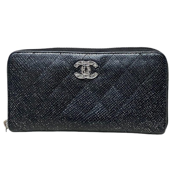 シャネル CHANEL マトラッセ ココマーク ラウンドファスナー 長財布 レディース【中古】