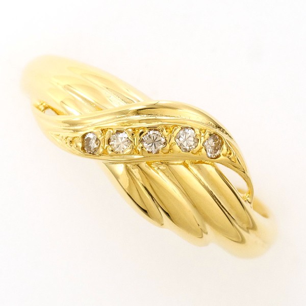 K18 18金 YG イエローゴールド リング 指輪 11号 ダイヤ 0.07 総重量約2.9g 中古ジュエリー