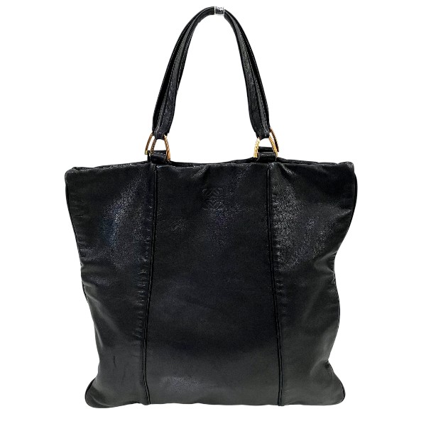 ロエベ LOEWE アナグラム レザー ブラック バッグ ハンドバッグ レディース【中古】