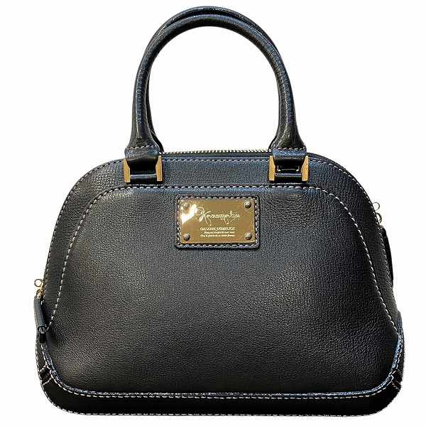 カネマツ ブラック レザー バッグ ハンドバッグ レディース【中古】