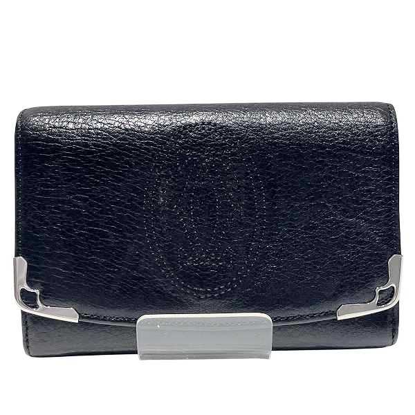 カルティエ Cartier ブラック レザー 2つ折り財布 ユニセックス【中古】