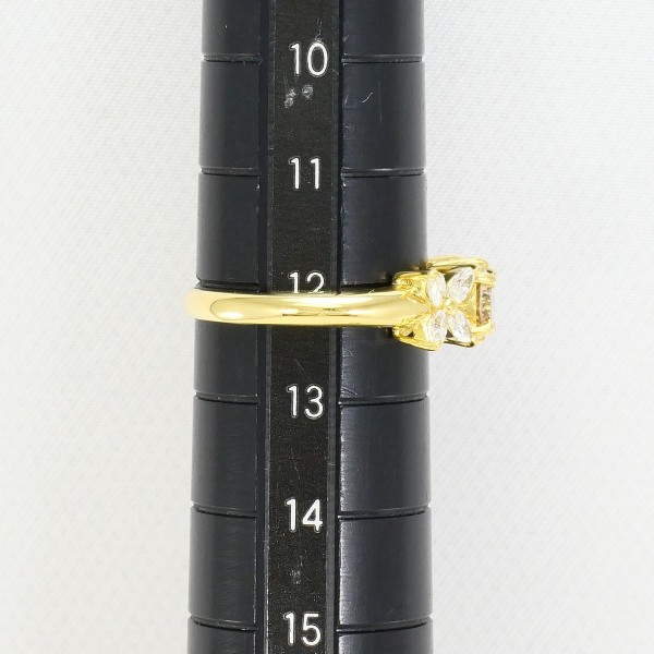 K18 18金 YG リング 12号 ブラウンダイヤ 0.428 ダイヤ 0.46 鑑定書