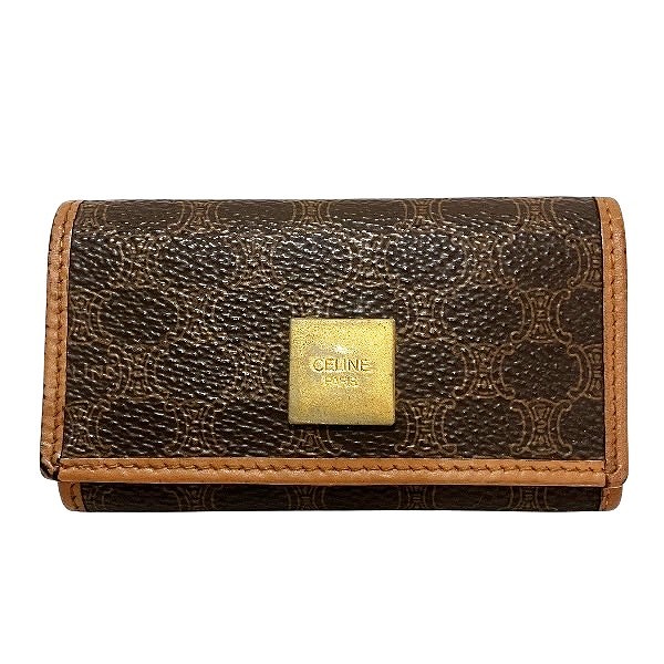 セリーヌ CELINE マカダム 6連 ブラウン PVC×レザー ブランド小物 キーケース レディース【中古】