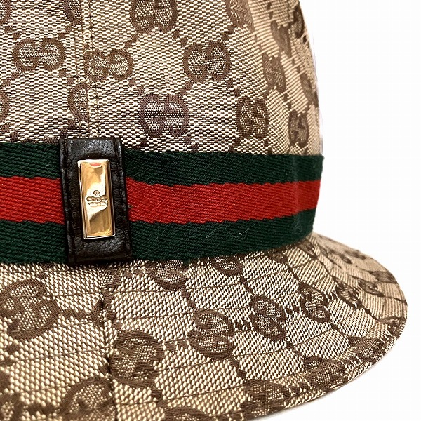 GUCCI GUCCI グッチ バケットハット 帽子 シェリーライン レザー