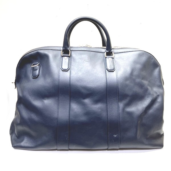 ダンヒル ダークネイビーレザー バッグ ボストンバッグ メンズ【中古】