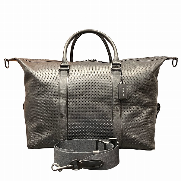 コーチ COACH F93537 パンチングレザー バッグ ボストンバッグ メンズ【中古】