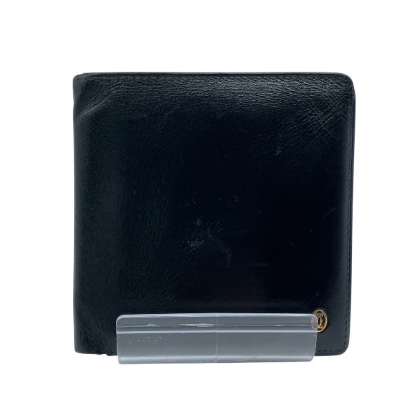 カルティエ Cartier ブラック レザー 2つ折り財布 メンズ【中古】