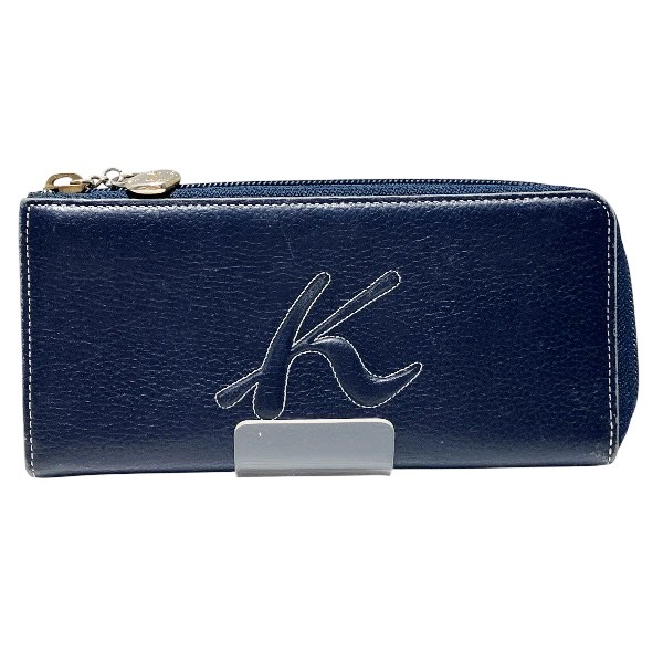 キタムラ K2 ネイビー レザー 長財布 レディース【中古】
