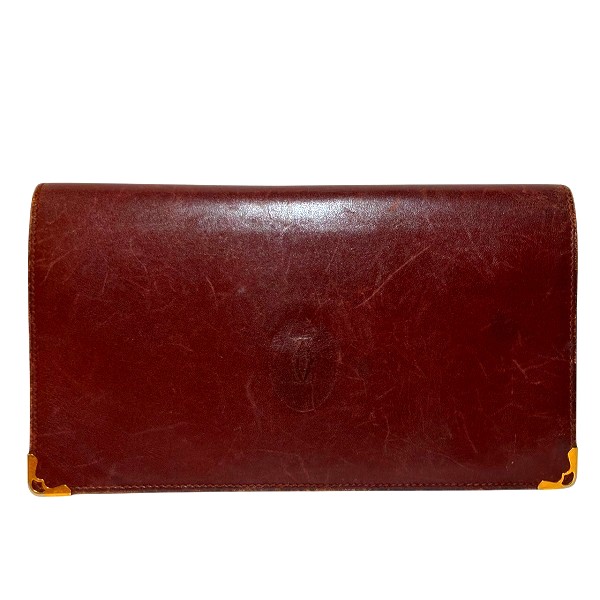 カルティエ Cartier マストライン ボルドー がま口 長財布 レディース【中古】