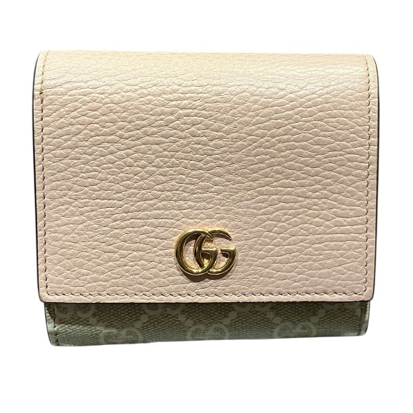 グッチ GUCCI GGスプリーム ダブルG バイカラー ミディアム ウォレット 598587 2つ折り財布 レディース【中古】