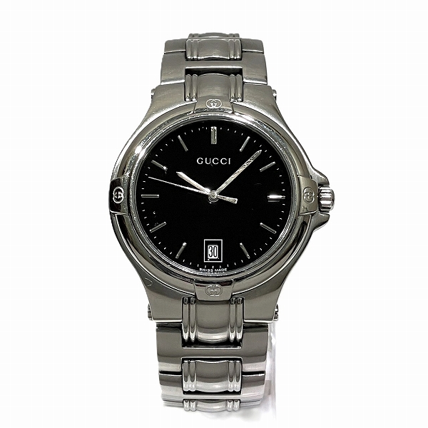 グッチ GUCCI 9040M ブラック文字盤 クォーツ 時計 腕時計 メンズ【中古】