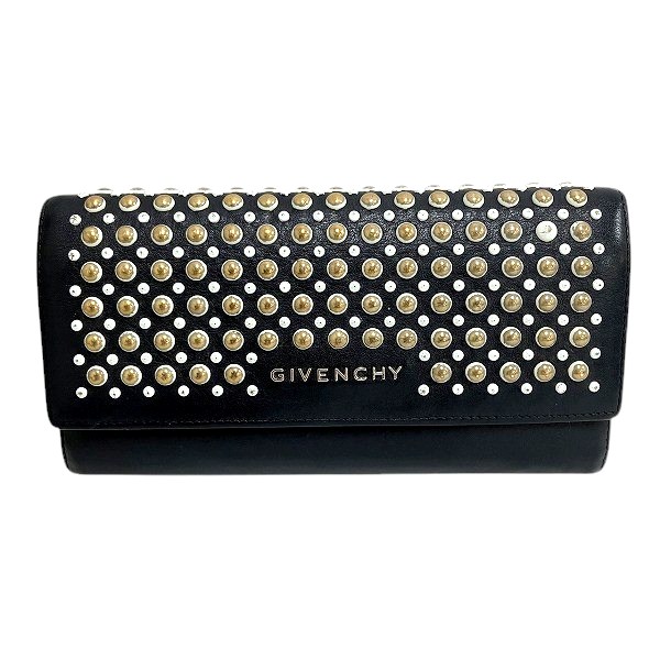 ジバンシィ ブラック スタッズ 長財布 2つ折り財布 ユニセックス【中古】