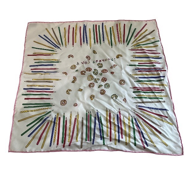 エルメス Hermes カレ45 オフホワイト×マルチカラー 色鉛筆 ブランド小物 スカーフ レディース【中古】