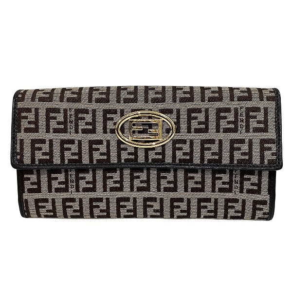 フェンディ FENDI ズッカ 8M0021 キャンバス×レザー 長財布 2つ折り長財布 レディース【中古】