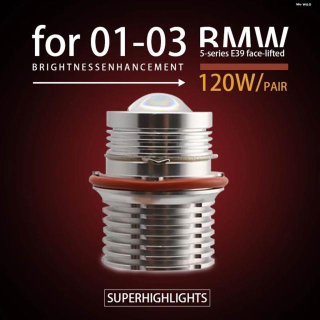 120W 6000K 車用 LED エンジェルアイズ マーカーライト バルブ リングランプ 01-03 BMW 5シリーズ E39 フェイスリフト 525I 530I 540I