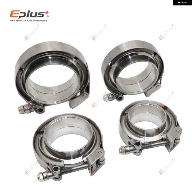EPLUS CAR 304 ステンレス VバンドクランプクイックリリースターボマフラーオスメスフランジVクランプキット 自動車