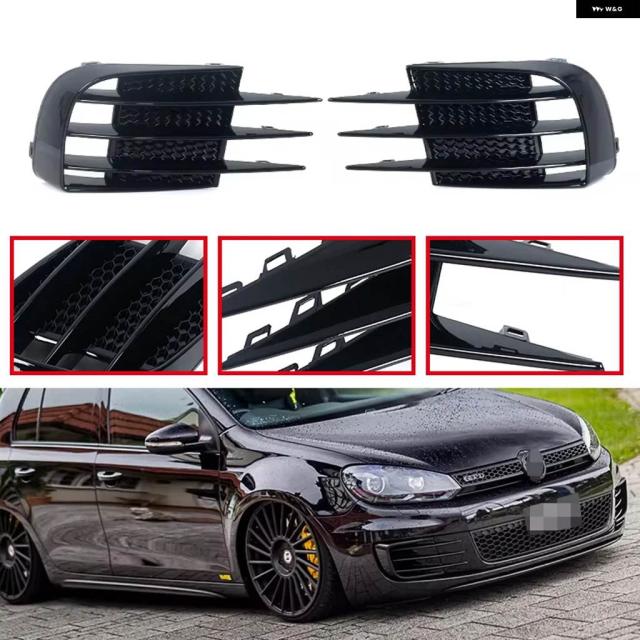 VW ゴルフ 6 MK6 VI GTI GTD R R20 2008-2013 車用 フロント バンパー フォグランプ グリル スポイラー フォグライト アイブロウ アイ ウィンド ナイフ トリム