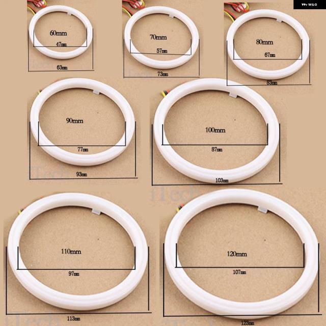 LEDコットンホワイトイエローエンジェルアイリング60MM 70MM 80MM 90MM 100MM 110MM 120MMオートDRLアイウィンカー付き_3