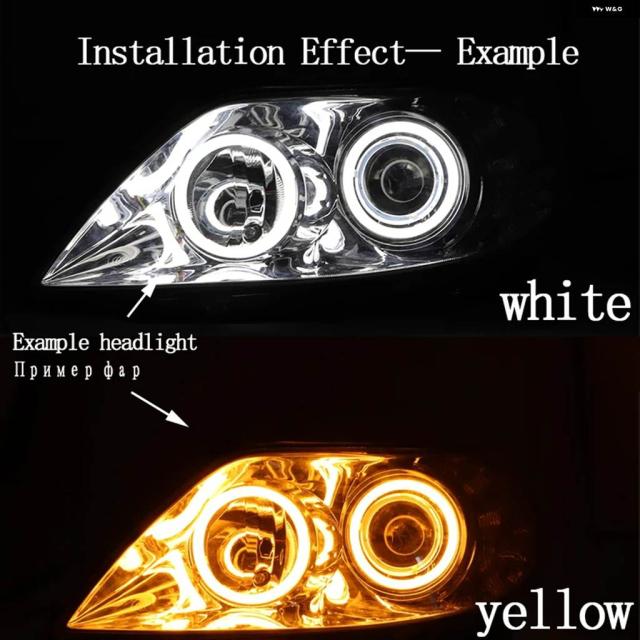 LEDコットンホワイトイエローエンジェルアイリング60MM 70MM 80MM 90MM 100MM 110MM 120MMオートDRLアイウィンカー付き_4