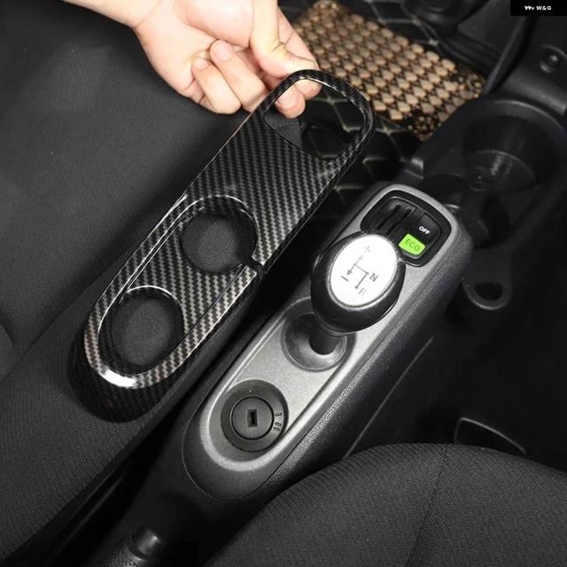 SMART FORTWO 451 2009 - 15 カーボンテクスチャーカーセンター コンソール ギア パネル カバー 装飾 トリム