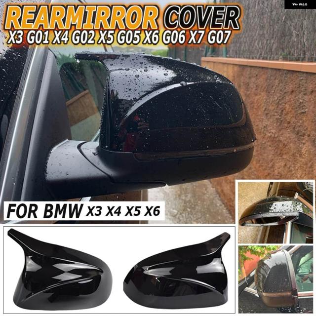 炭素/ABS リアビューミラー 取りまかなう BMW X3 G01 IX3 X4 G02 X5 G05 X6 G06 X7 G07 G08 2018-2023 M 表現スタイル ABS グロス黒いこと