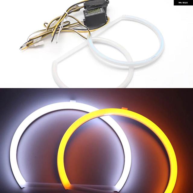 2個 SMD コットンライト LED エンジェルアイ ホワイトイエロー DRL キット 85 90 95 100MM 105MM 110MM 115MM 120MM 126MM 140MM 131MM 146MM 158