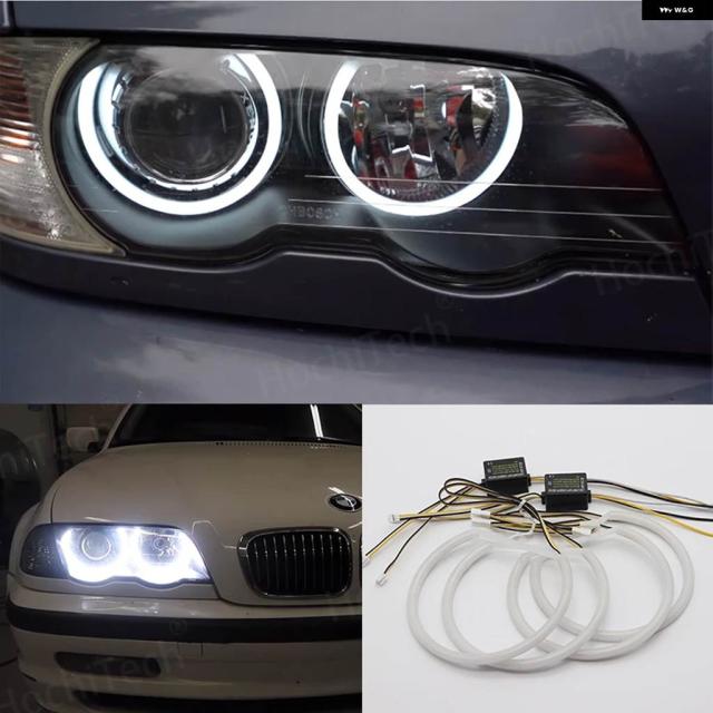 ホワイト LED ヘッドライト エンジェル デーモン アイズ キット エンジェル アイズ ライト BMW 3シリーズ E46 セダン ツーリング ワゴン クーペ コンパクト 1998-2005