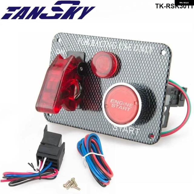 12V レーシングカー用 エンジン スタート プッシュ ボタン トグル イグニッション スイッチ パネル LEDトグル TK-RSK3011