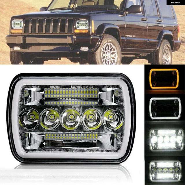 57インチ76インチLED ヘッドライト ハイロービームHALO DRL ジープ チェロキー XJ ラングラー YJ用