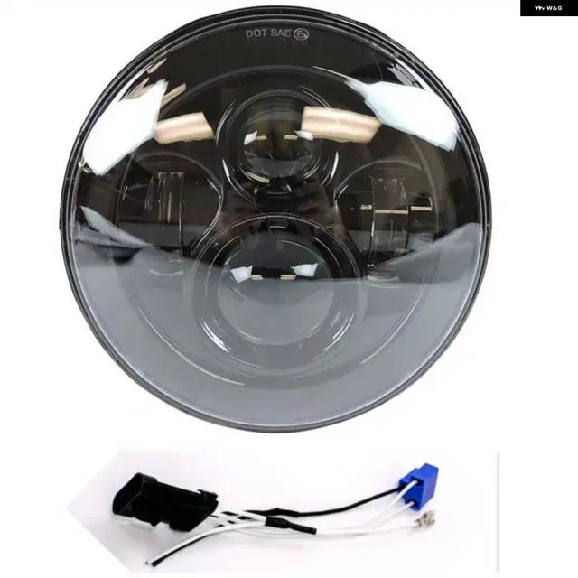 ラウンド7インチ バイク 黒プロジェクターモーター HID モーターストリートグライド LEDライト バルブ ヘッドライト ストリートグライド ソフテイル FLHX Fツーリングトライク