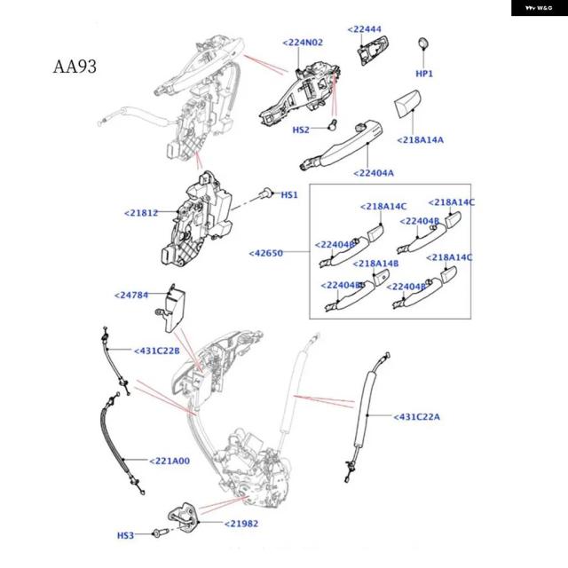 ランドローバー レンジローバー イヴォーク2012-2019年用車外 ドアハンドル LR040308 LR025403 フロントリア RH/LHエクステリアプラー