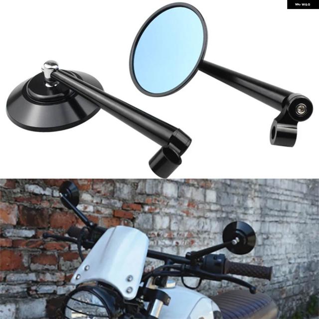 バイク バックミラー CNC用ラウンドストレートロッド リフレクター ハンドルバー ミラー ブラック用オフロード車両