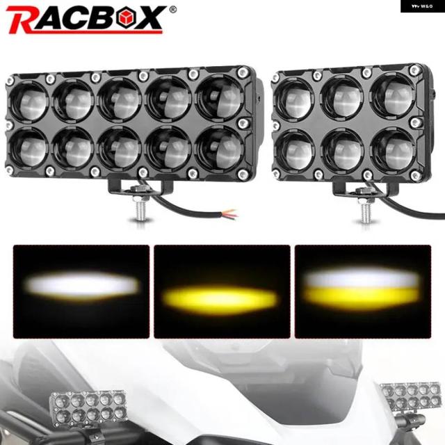 6LED 24W/10LED 40W 作業灯バー バイク LEDスポットライトレンズ 白黄色補助 ヘッドライト ハイロービーム 運転用 フォグランプ