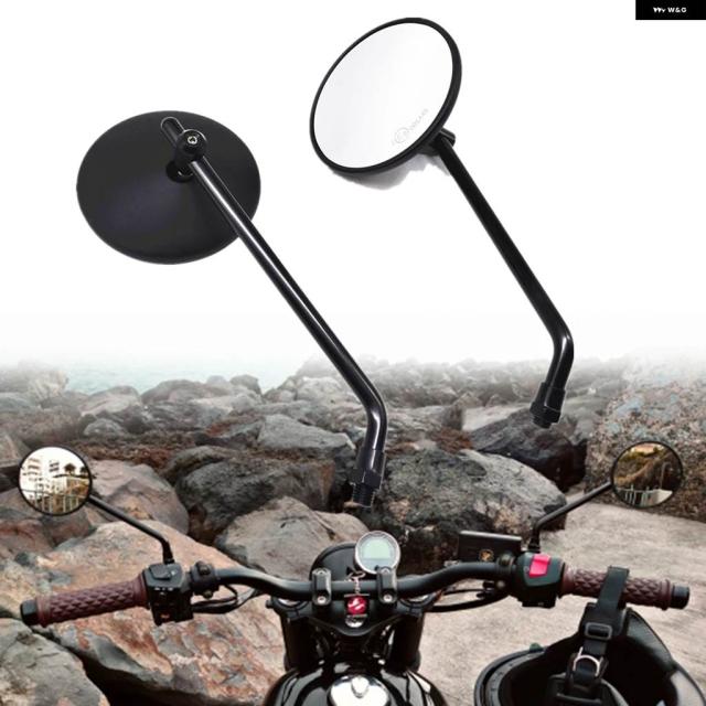 ブラック/ レトロ バイク モディファイド コーヒークライム バックミラー スモールラウンドミラー CB400 CB1300