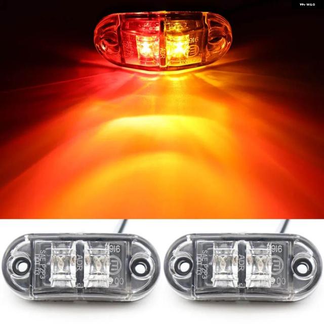 12V 24V LED サイド マーカーライト 車 アウター ライト ハザード テールライト トレーラー トラック 大型 トラック ランプ レッド アンバー ダブルカラー