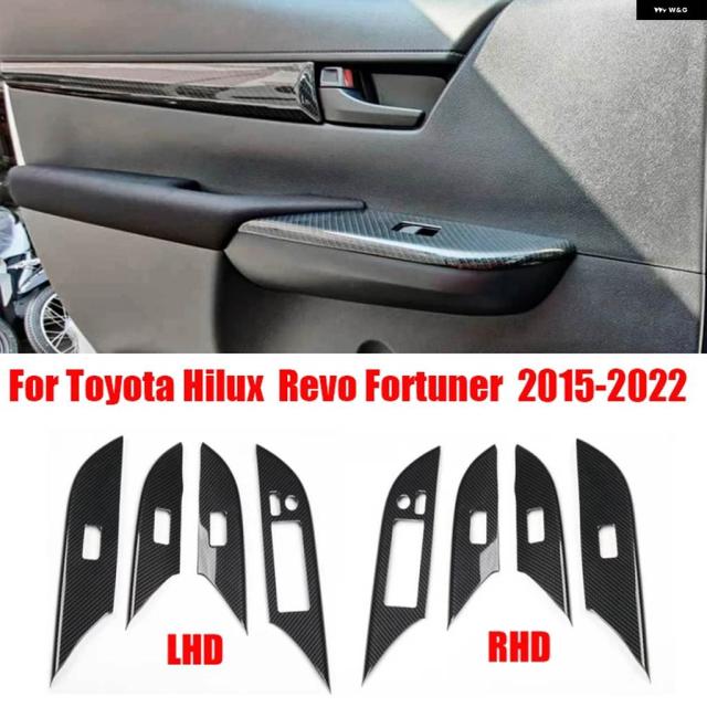 LHD RHD トヨタ ハイラックス レボ チューナー 2015-2022 ABS カーボン グレイン インテリア ウィンドウ リフト トリム ガラス スイッチ ボタン パネル