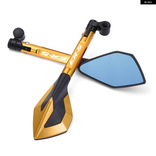 バイク ハンドルバー ブルー アンチグレアミラー カワサキ ER-5 ER5 TWISTER 2002 2004 20005 ER500C_3