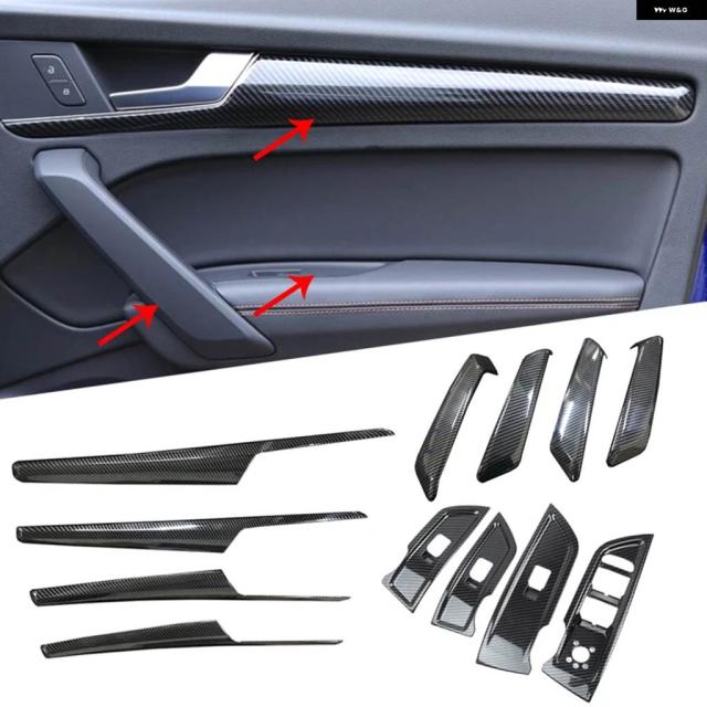 カーボン スタイル アウディ Q5 FY 2018 -2022 ABS カー スタイリング インテリア ドア ウィンドウ リフト コントロール ボタン ハンドル パネル カバー トリム