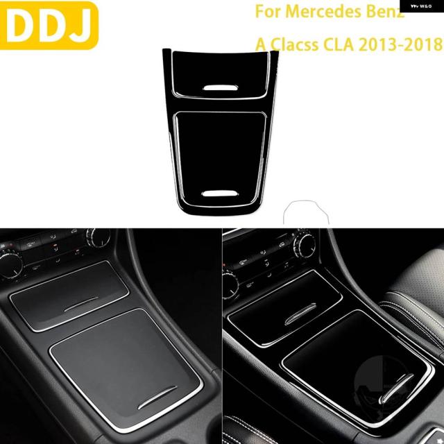 メルセデス ベンツ A クラス CLA 2013-2018 車 ピアノブラック インテリア セントラルストレージ ボックス カバー セット トリム ステッカー ABS