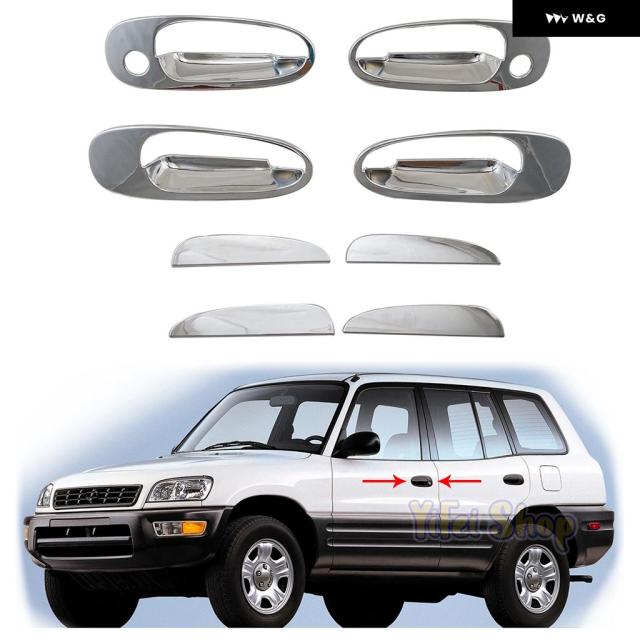 車用 ABS クローム アクセサリー メッキ ドアハンドル ボウルカバー トリム ペースト スタイル トヨタ RAV4 RAV 4 1996-00