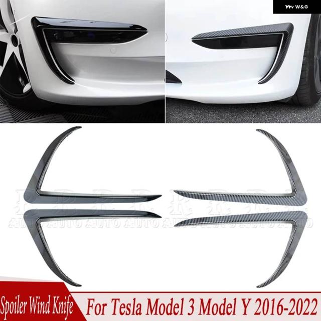 テスラ モデル3 モデルY 2016-2022 車用 フロント フォグランプ スポイラー ウインドナイフ カーボン カバー デコレーション ステッカー アクセサリー
