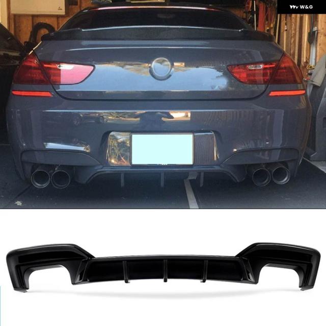 リアリップ BMW M6 2012-2018 F06 F12 F13 650I 640I 2ドア 4ドア Mスポーツ リア バンパー ディフューザー グロスブラック