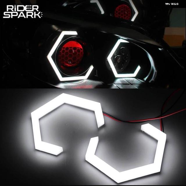 エンジェルアイズ LED レトロ ランニングライト ヘッドライト プロジェクター ホワイト DRL ウィンカー ヘックスハローリング チューニングカーライトアクセサリー