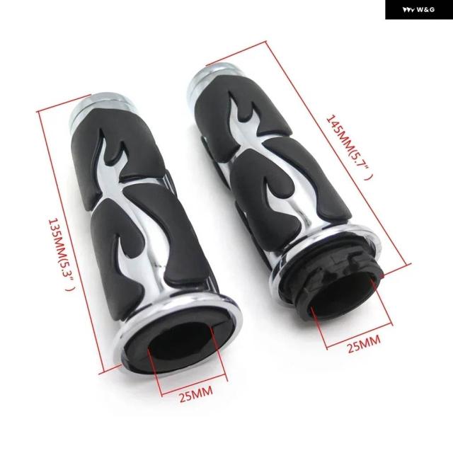 FLAME FURIOUS FIRE ハンド グリップ バー オートバイ 1インチ 25MM ハンドルバー オートバイ パーツ クローム