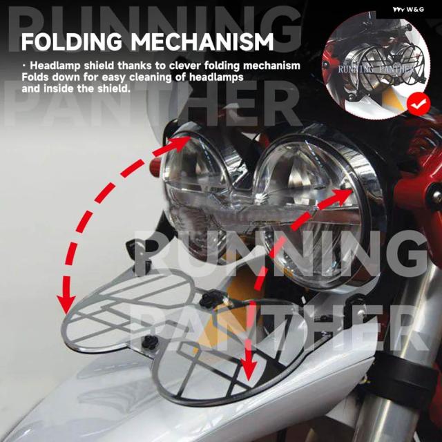 V85TT バイク 折りたたみ ヘッドライト ガード プロテクター グリル ダブルプロテクションカバー MOTO GUZZI V85 TT V 85 TT_4