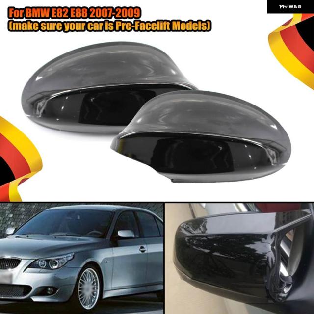 2個 車ドア リアビュー サイドミラー カバー キャップ 光沢ブラック 51167135097 51167135098 BMW E87 E81 E82 E88 E90 E91 E92 E93