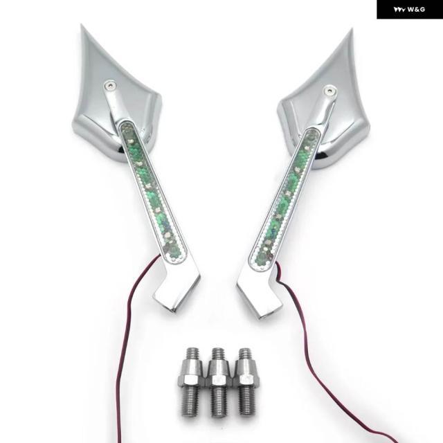 バイク ミラー スズキ ハヤブサ 1999-2007 クローム LED ウィンカー スリム オーバルミラー_1